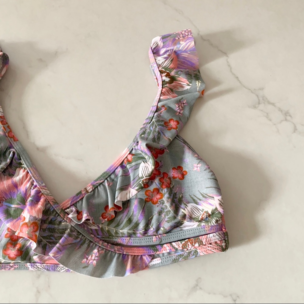 No Boundaries Women’s Gray River Floral Bikini Top Size Large - Picture 3 of 8